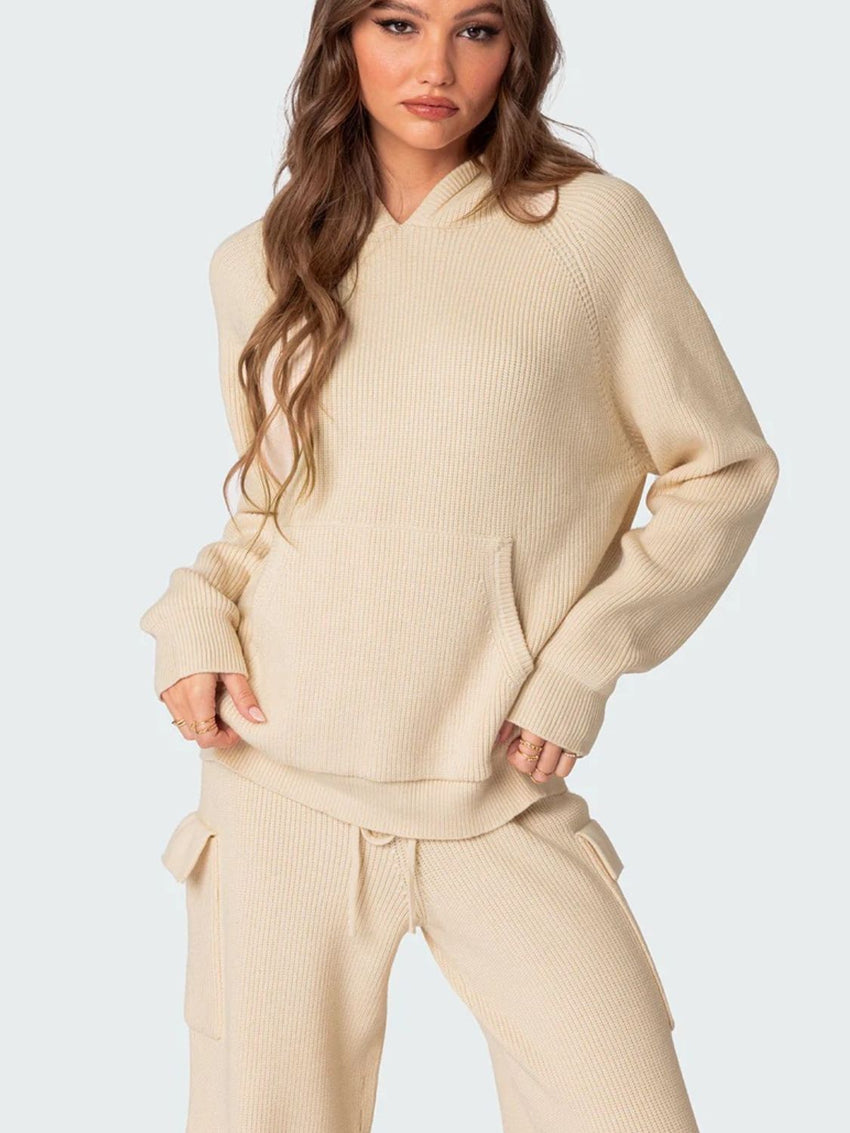 Long Sleeve Hooded Top and Pants Sweater Set - 7DAY'S