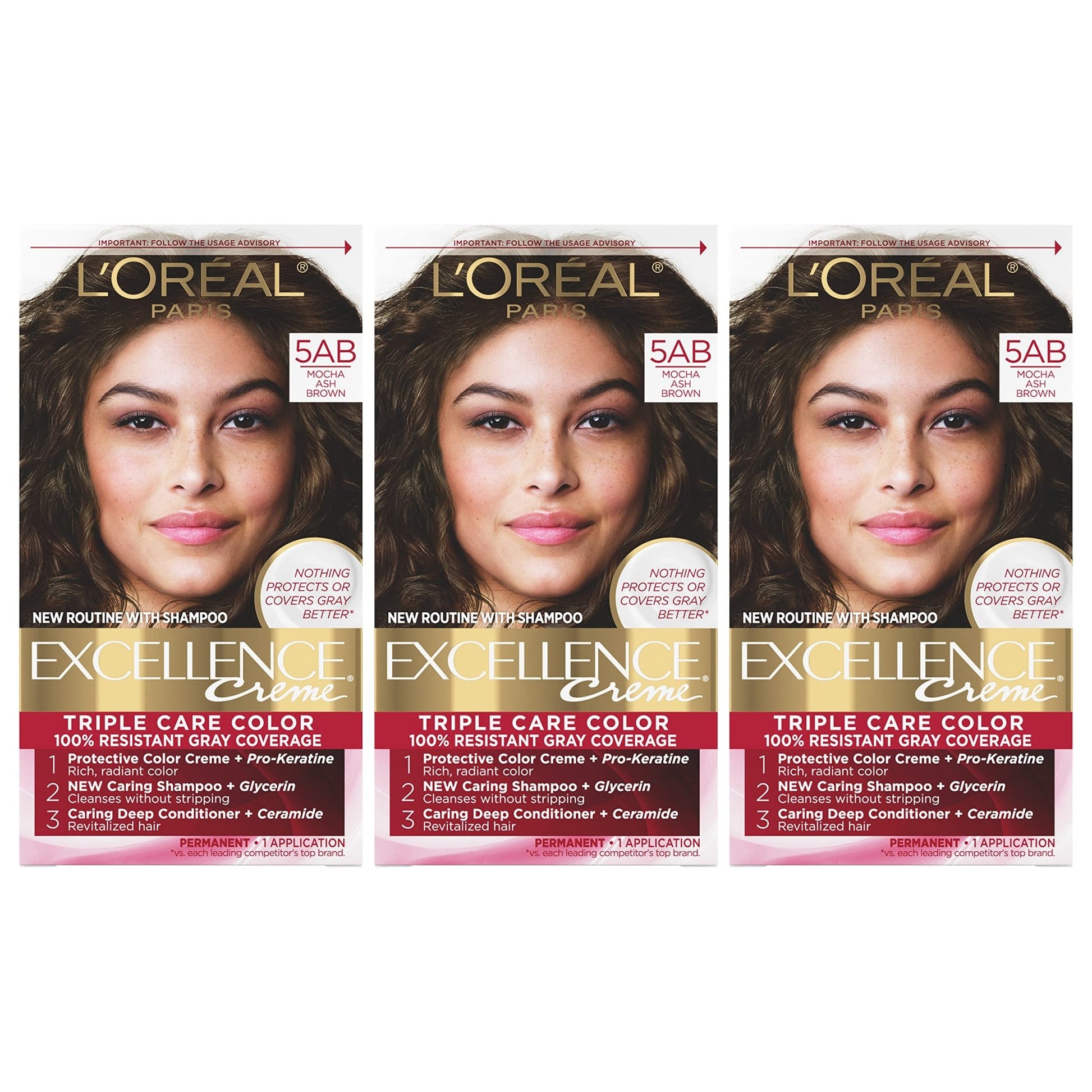 L'Oreal Paris Excellence Creme Permanent Hair Color, 4 Dark Brown, 100 percent Gray Coverage Hair Dye, Pack of 1 - 7DAY'S
