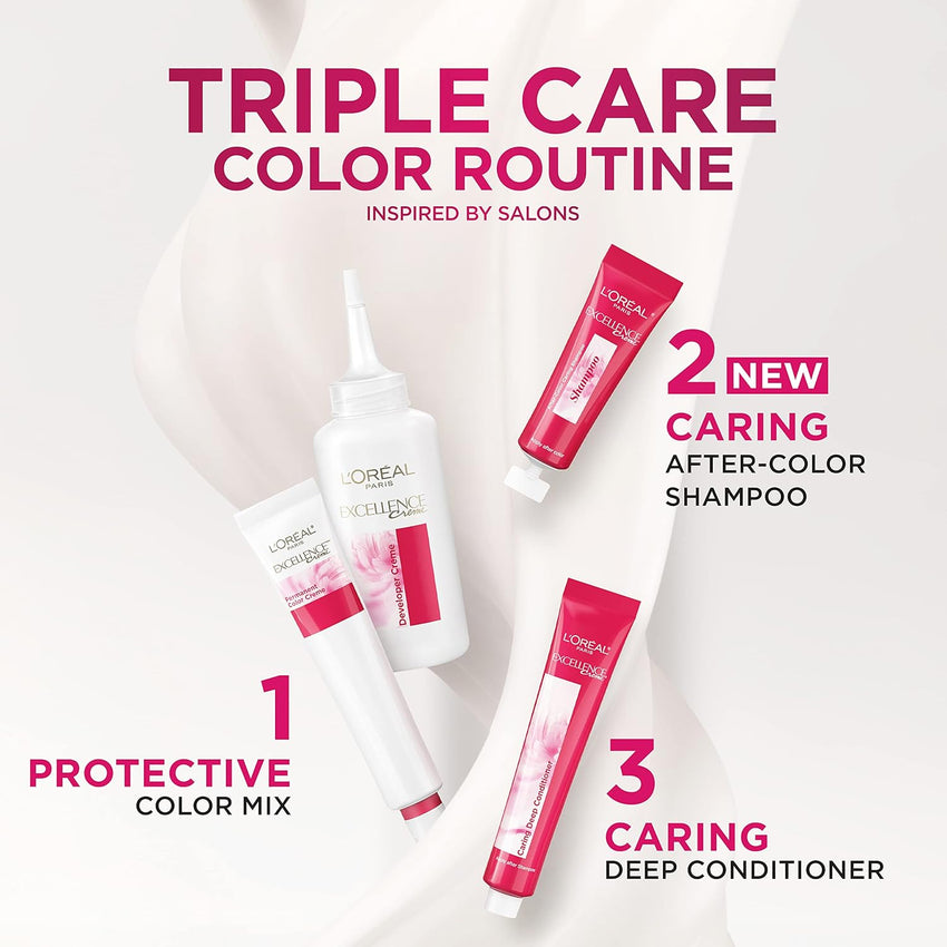 L'Oreal Paris Excellence Creme Permanent Hair Color, 4 Dark Brown, 100 percent Gray Coverage Hair Dye, Pack of 1 - 7DAY'S