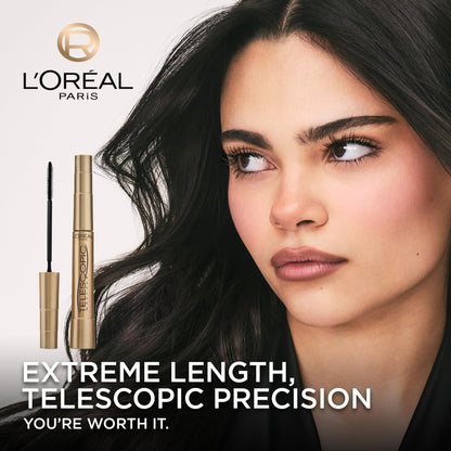 L'Oreal Paris Makeup Telescopic Original Lengthening Mascara, Blackest Black, 0.27 Fl Oz (1 Count) - 7DAY'S