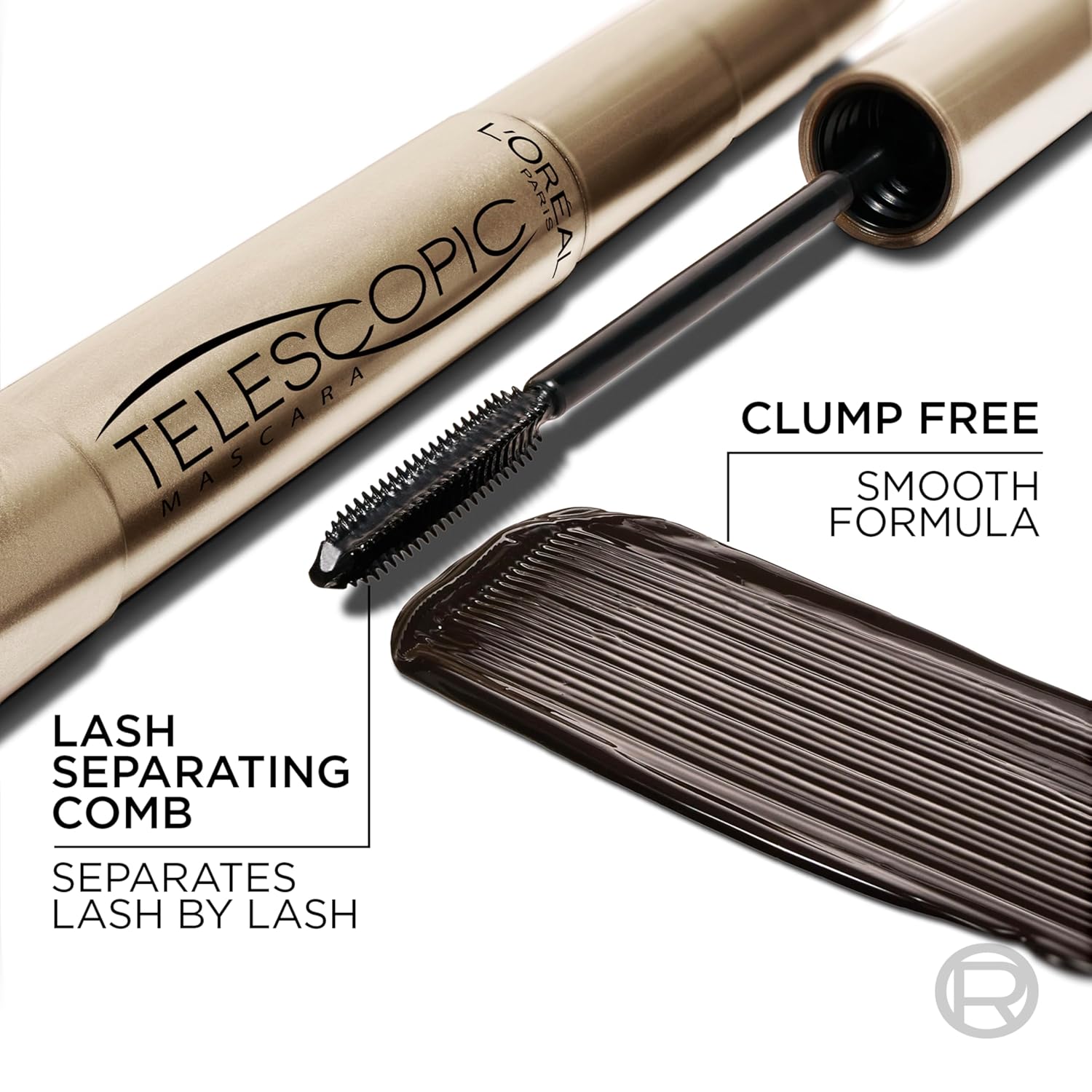L'Oreal Paris Makeup Telescopic Original Lengthening Mascara, Blackest Black, 0.27 Fl Oz (1 Count) - 7DAY'S