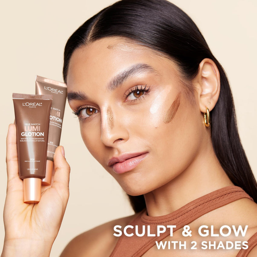 L'Oreal Paris Makeup True Match Lumi Glotion, Natural Glow Enhancer, Illuminator Highlighter, Bronzing Drops For a Sun - Kissed Glow, 902 Light - 7DAY'S