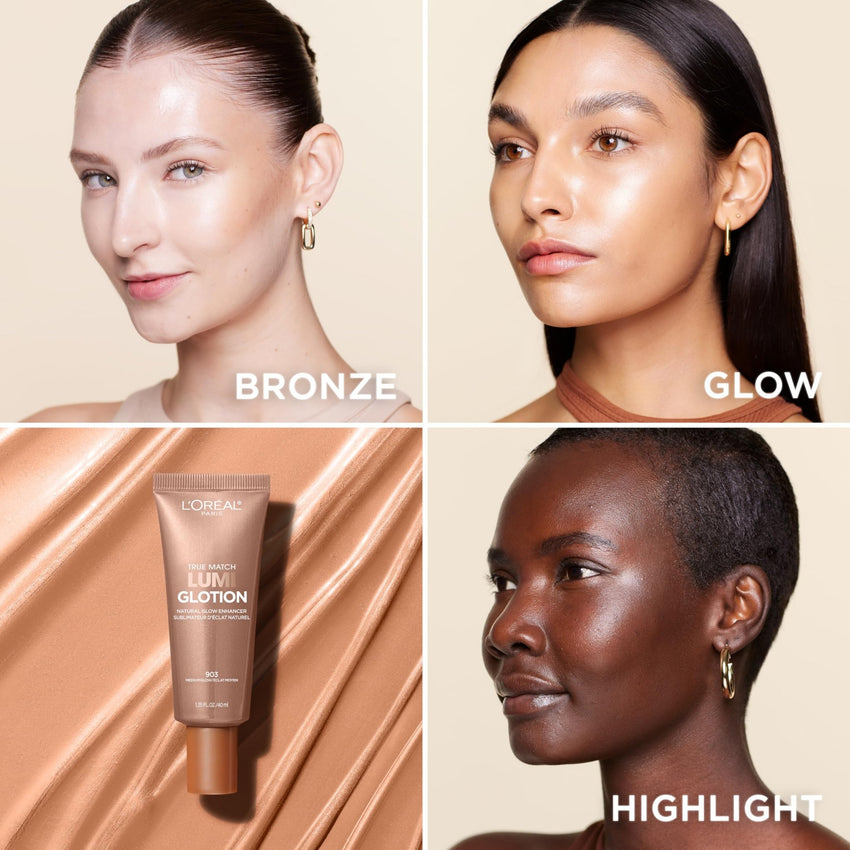 L'Oreal Paris Makeup True Match Lumi Glotion, Natural Glow Enhancer, Illuminator Highlighter, Bronzing Drops For a Sun - Kissed Glow, 902 Light - 7DAY'S