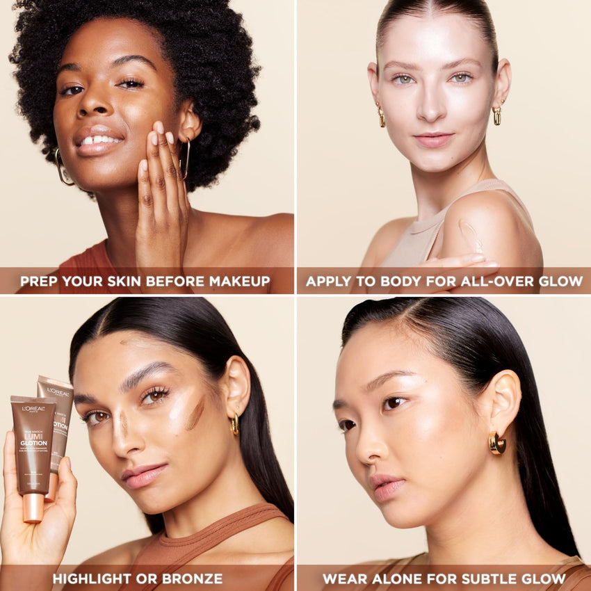 L'Oreal Paris Makeup True Match Lumi Glotion, Natural Glow Enhancer, Illuminator Highlighter, Bronzing Drops For a Sun - Kissed Glow, 902 Light - 7DAY'S