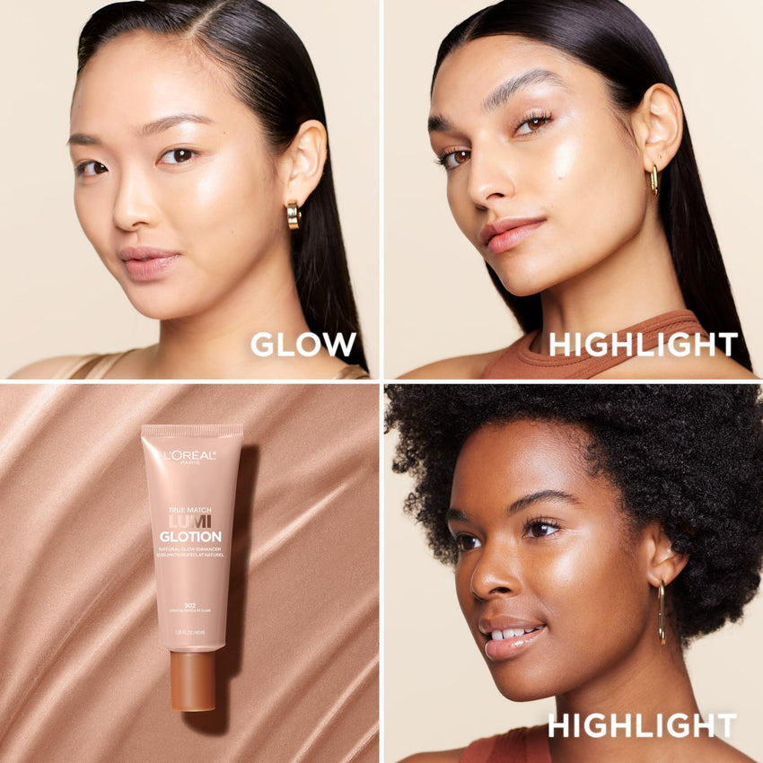 L'Oreal Paris Makeup True Match Lumi Glotion, Natural Glow Enhancer, Illuminator Highlighter, Bronzing Drops For a Sun - Kissed Glow, 902 Light - 7DAY'S