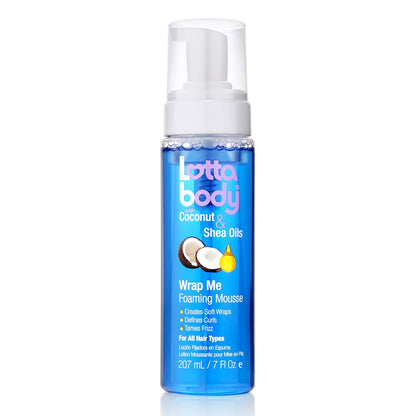 Lottabody Coconut Oil and Shea Wrap Me Foaming Curl Mousse , Creates Soft Wraps, Hair Mousse for Curly Hair, Defines Curls, Anti Frizz, 7 Fl Oz - 7DAY'S