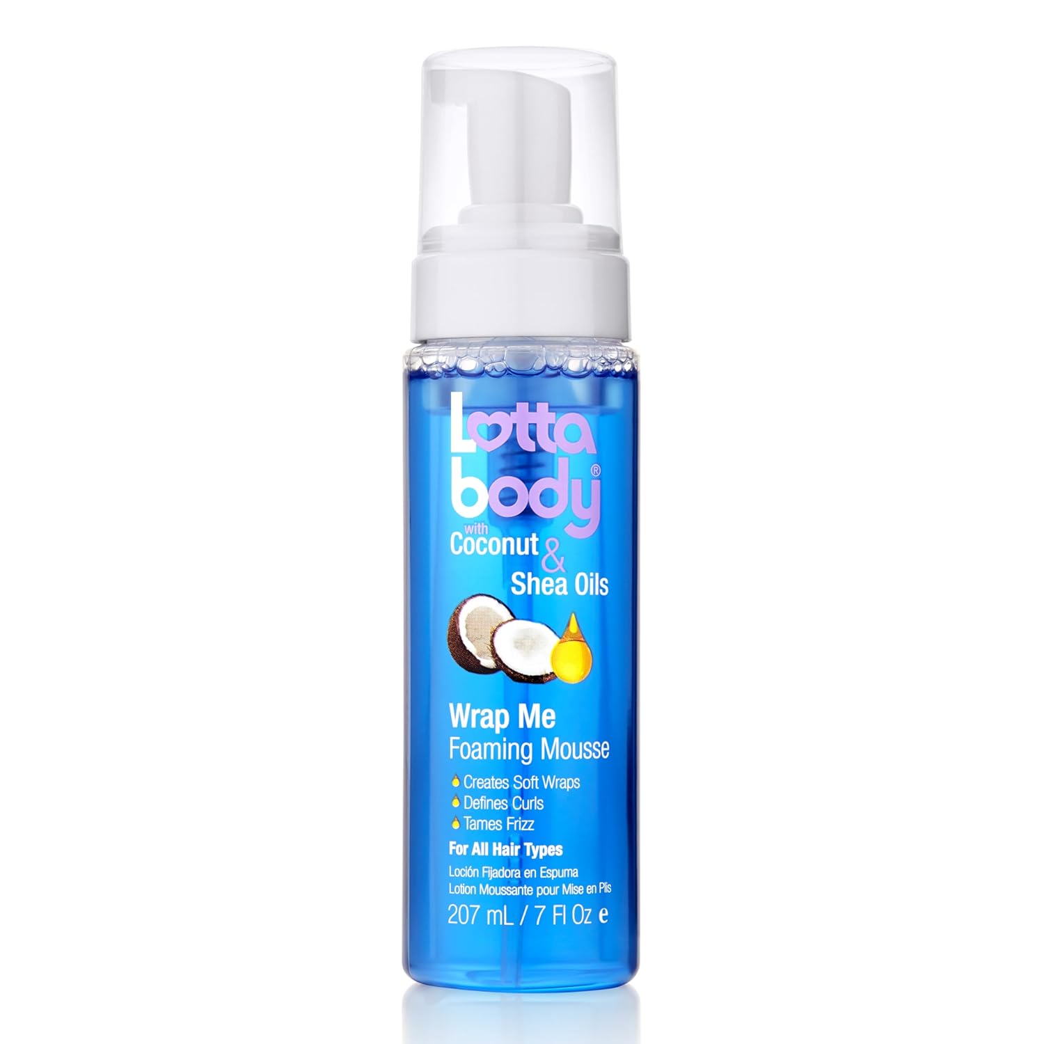 Lottabody Coconut Oil and Shea Wrap Me Foaming Curl Mousse , Creates Soft Wraps, Hair Mousse for Curly Hair, Defines Curls, Anti Frizz, 7 Fl Oz - 7DAY'S