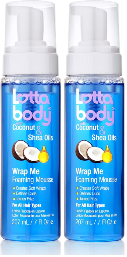 Lottabody Coconut Oil and Shea Wrap Me Foaming Curl Mousse , Creates Soft Wraps, Hair Mousse for Curly Hair, Defines Curls, Anti Frizz, 7 Fl Oz - 7DAY'S