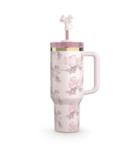 Love Shack Fancy Quencher Tumbler 40 oz Quencher H2.0 with box.40oz Tumbler with Handle,Double Wall Vacuum Reusable Stainless Steel Insulated Water Bottle,With Leak Proof lid and Straw (1, Pink) - 7DAY'S