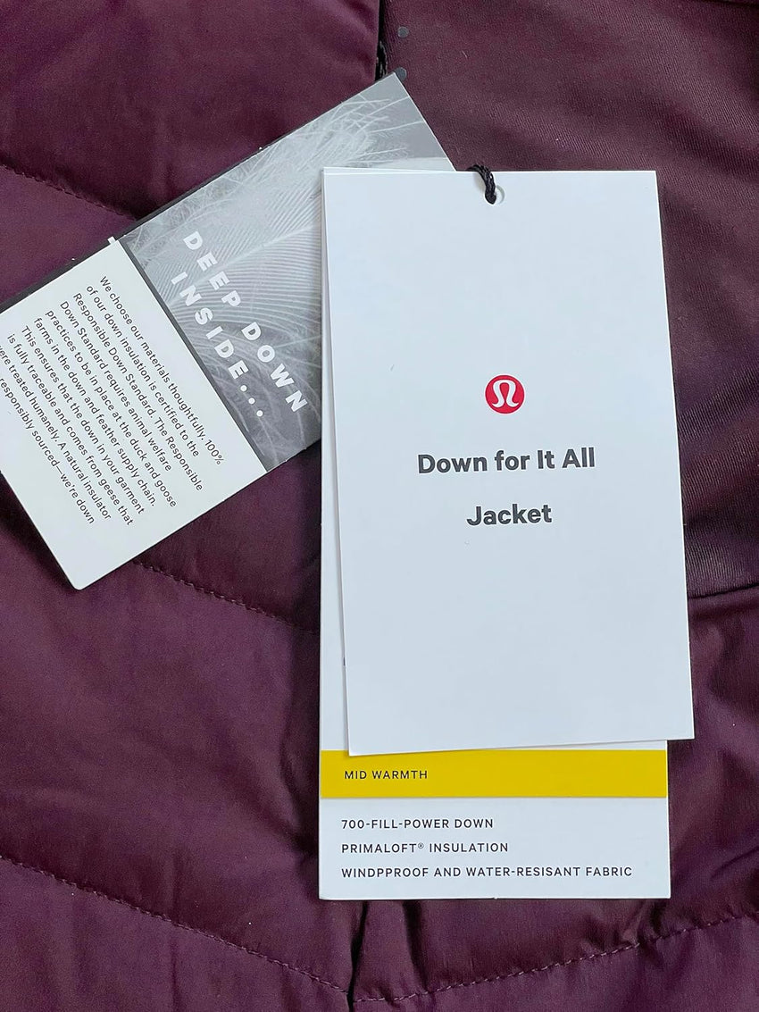 lululemon DOWN FOR IT ALL JACKET - PDBL (US, Numeric, 8, Regular, Regular, Cassis) - 7DAY'S