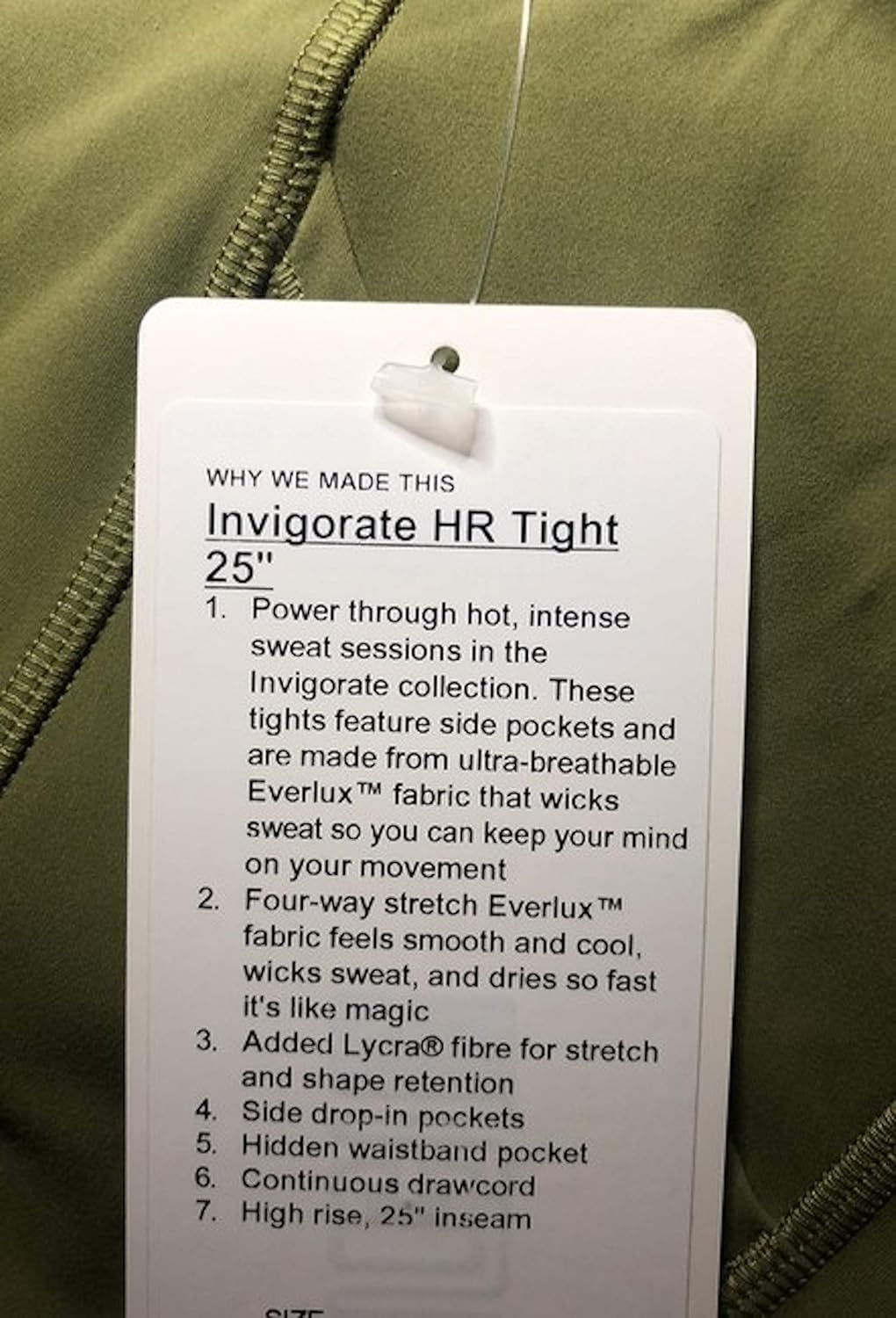lululemon INVIGORATE HR Tight 25" - BRZG (Bronze Green) (6) - 7DAY'S