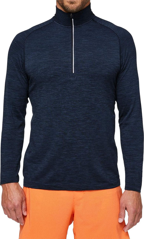Lululemon Mens Metal Vent Tech 1/2 Zip Long Sleeve Shirt (Mineral Blue/Nautical Navy, M)