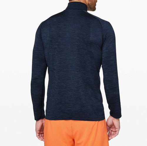 Lululemon Mens Metal Vent Tech 1/2 Zip Long Sleeve Shirt (Mineral Blue/Nautical Navy, M) - 7DAY'S