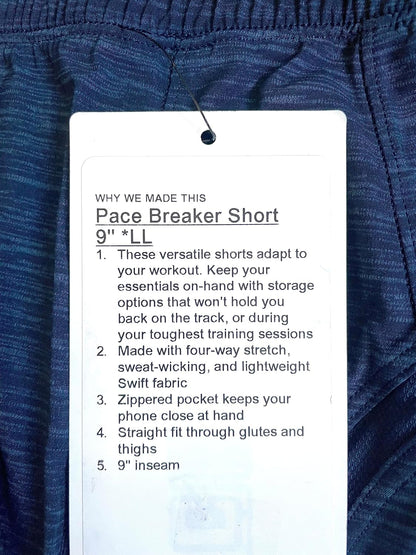 lululemon PACE Breaker Short 9" LINERLESS (US, Alpha, Small, Regular, Regular, HABM - Blue) - 7DAY'S