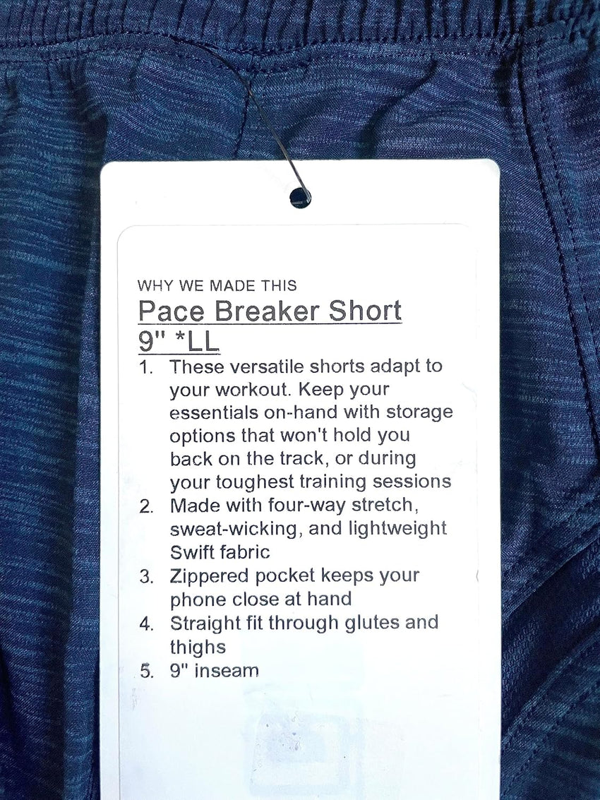 lululemon PACE Breaker Short 9" LINERLESS (US, Alpha, Small, Regular, Regular, HABM - Blue) - 7DAY'S