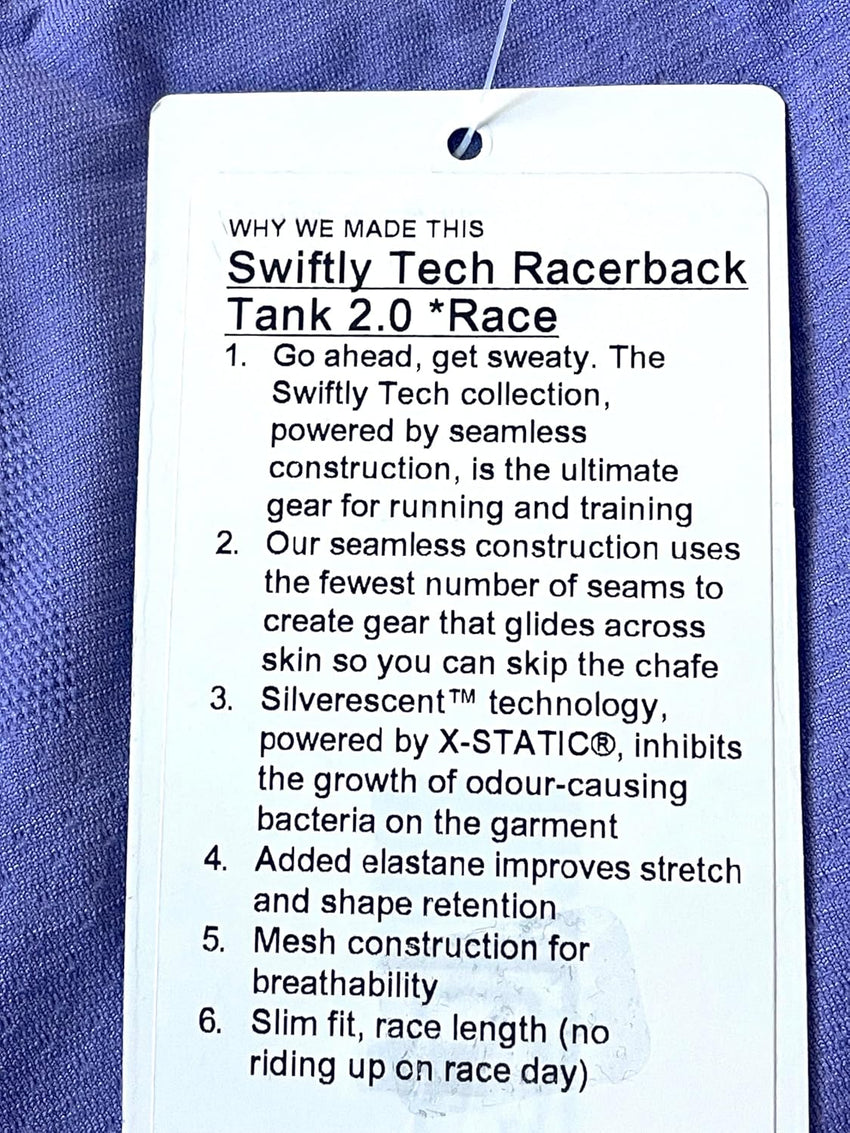 lululemon SWIFTLY TECH RACERBACK TANK 2.0 (US, Numeric, 6, Regular, Regular, DKLA/DKLA) - 7DAY'S
