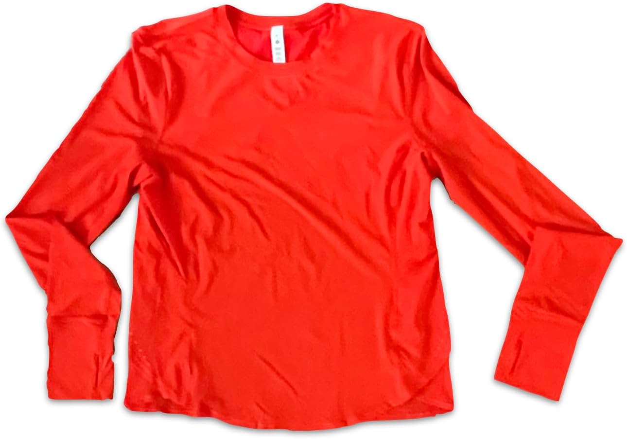 lululemon Womens UV Protection Folds Over Running Long Sleeve Shirt Slim Fit Size 8 Top Orange SLRO - 7DAY'S