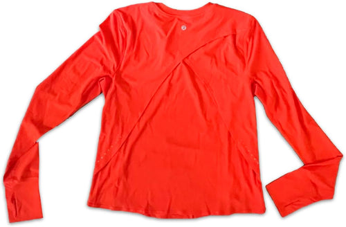 lululemon Womens UV Protection Folds Over Running Long Sleeve Shirt Slim Fit Size 8 Top Orange SLRO - 7DAY'S