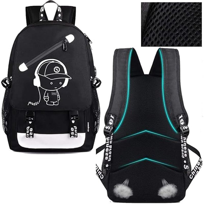 Luminous Backpack Noctilucent School Bags Daypack USB chargeing Port Laptop Bag - 7DAY'S