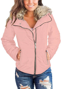 luvamia Women Parka Coat Pockets Quilted Puffer Jacket with Faux Fur Lapel, Size S - 2XL - 7DAY'S