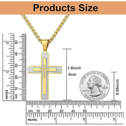 Luxury Cross Pendant Necklace for Men, Large Jesus Christ 316L Stainless Steel Cross Pendant Necklace, Heavy Duty Necklace for Men - 7DAY'S