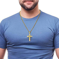 Luxury Cross Pendant Necklace for Men, Large Jesus Christ 316L Stainless Steel Cross Pendant Necklace, Heavy Duty Necklace for Men - 7DAY'S