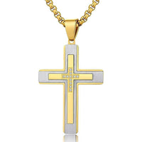 Luxury Cross Pendant Necklace for Men, Large Jesus Christ 316L Stainless Steel Cross Pendant Necklace, Heavy Duty Necklace for Men - 7DAY'S