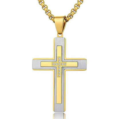 Luxury Cross Pendant Necklace for Men, Large Jesus Christ 316L Stainless Steel Cross Pendant Necklace, Heavy Duty Necklace for Men - 7DAY'S
