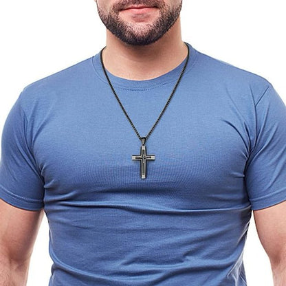 Luxury Cross Pendant Necklace for Men, Large Jesus Christ 316L Stainless Steel Cross Pendant Necklace, Heavy Duty Necklace for Men - 7DAY'S