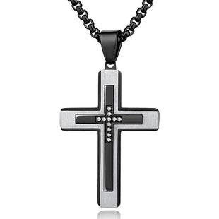 Luxury Cross Pendant Necklace for Men, Large Jesus Christ 316L Stainless Steel Cross Pendant Necklace, Heavy Duty Necklace for Men