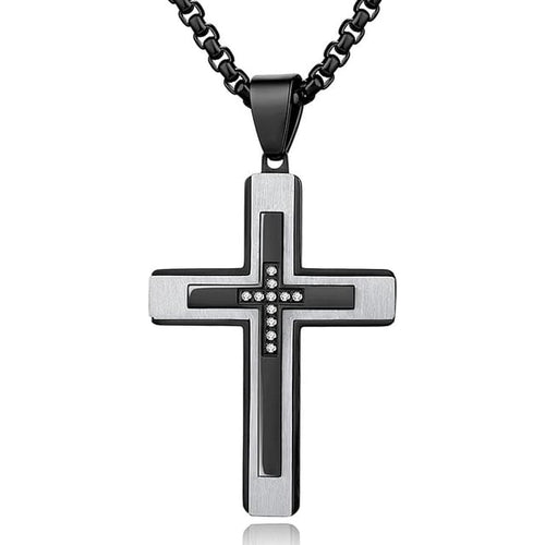 Luxury Cross Pendant Necklace for Men, Large Jesus Christ 316L Stainless Steel Cross Pendant Necklace, Heavy Duty Necklace for Men