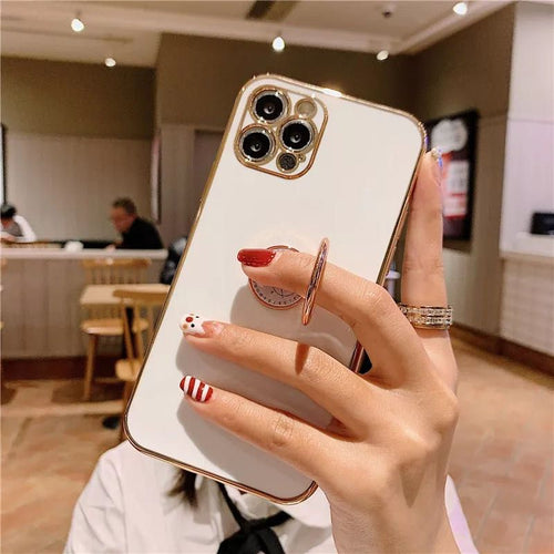 Luxury Plated Ring Bracket Shockproof Phone Case For IPhone 14 Pro Max/13 Pro/12/11/Xs Max/XR/X/8/7 Plus - 7DAY'S