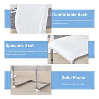 Luxury Simple Arch Chair - Set of 4 White PU Material High Resilience Dining Chair with Arched Metal Silver Leg. - 7DAY'S