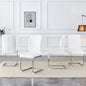 Luxury Simple Arch Chair - Set of 4 White PU Material High Resilience Dining Chair with Arched Metal Silver Leg. - 7DAY'S