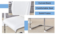 Luxury Simple Arch Chair - Set of 4 White PU Material High Resilience Dining Chair with Arched Metal Silver Leg. - 7DAY'S