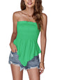 LYANER Women's Frill Shirred Ruffle Hem Strapless Tube Top Sleeveless Pleated Peplum Bandeau Blouse - 7DAY'S