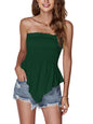 LYANER Women's Frill Shirred Ruffle Hem Strapless Tube Top Sleeveless Pleated Peplum Bandeau Blouse - 7DAY'S