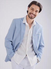 MAGE MALE Men's One Button Blazer Lightweight Casual Sport Coats Solid Color Suit Jacket - 7DAY'S