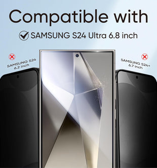 MAGIC JOHN [2 Pack] Basic for Samsung Galaxy S24 Ultra Privacy Screen Protector 6.8", Anti - Spy Tempered Glass, Bubble - Free, Easy Install, Case Friendly, 9H Hardness - 7DAY'S