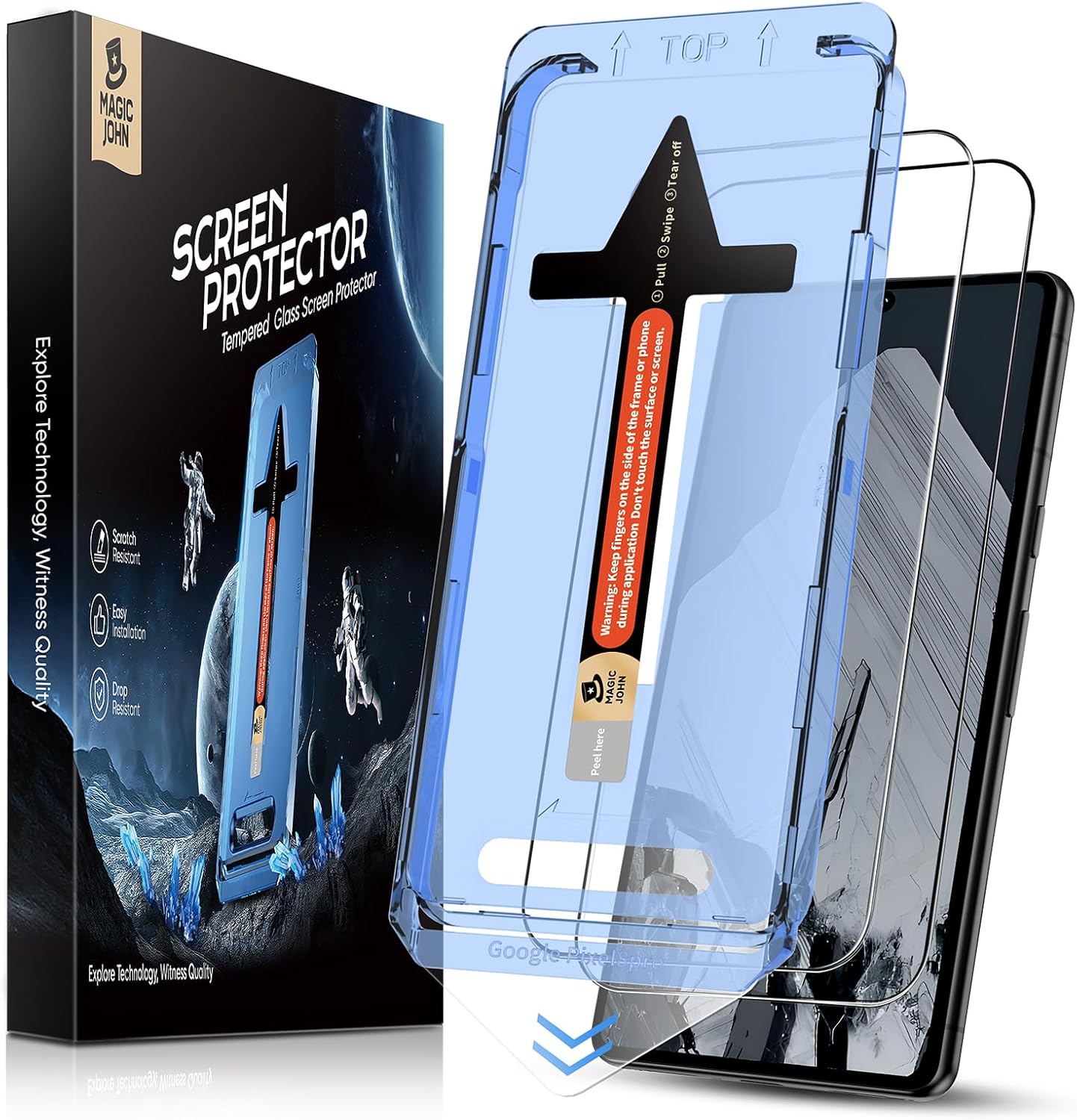 MAGIC JOHN 2 Pack for Google Pixel 8 Pro Tempered Glass Screen Protector, Auto Dust - Elimination, Bubble Free, HD Clear, Easy Installation - 7DAY'S