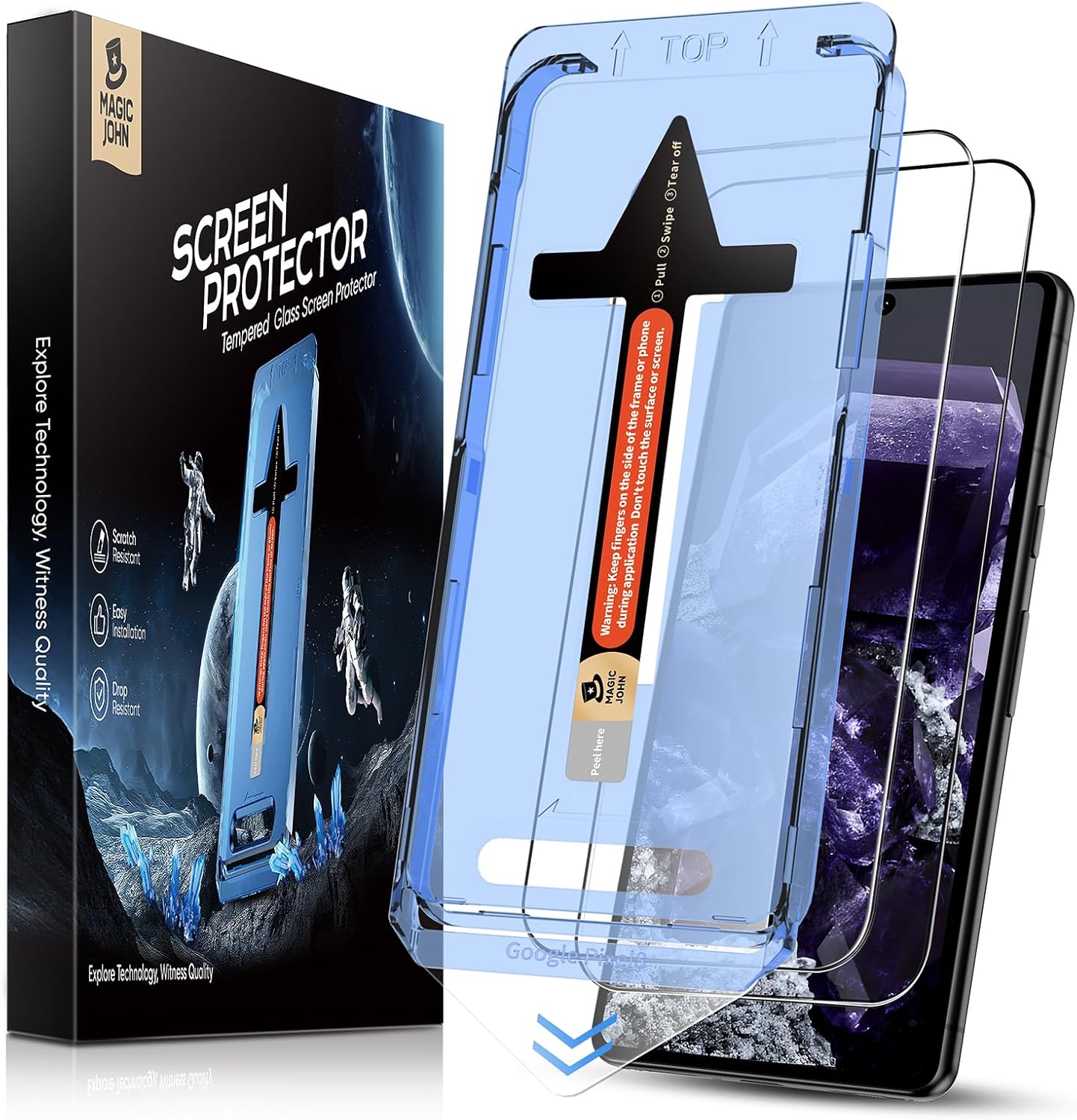 MAGIC JOHN 2 Pack for Google Pixel 8 Tempered Glass Screen Protector, Auto Dust - Elimination, Bubble Free, HD Clear, Easy Installation - 7DAY'S