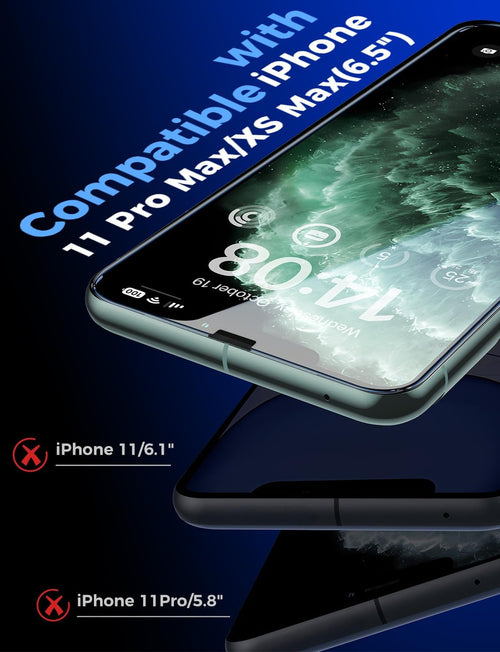 MAGIC JOHN 2 Pack for iPhone 11 Pro Max/XSMAX 6.5 inch Tempered Glass Screen Protector, Auto Dust - Elimination Installation, Bubble Free, HD Clear, Easy Installation - 7DAY'S