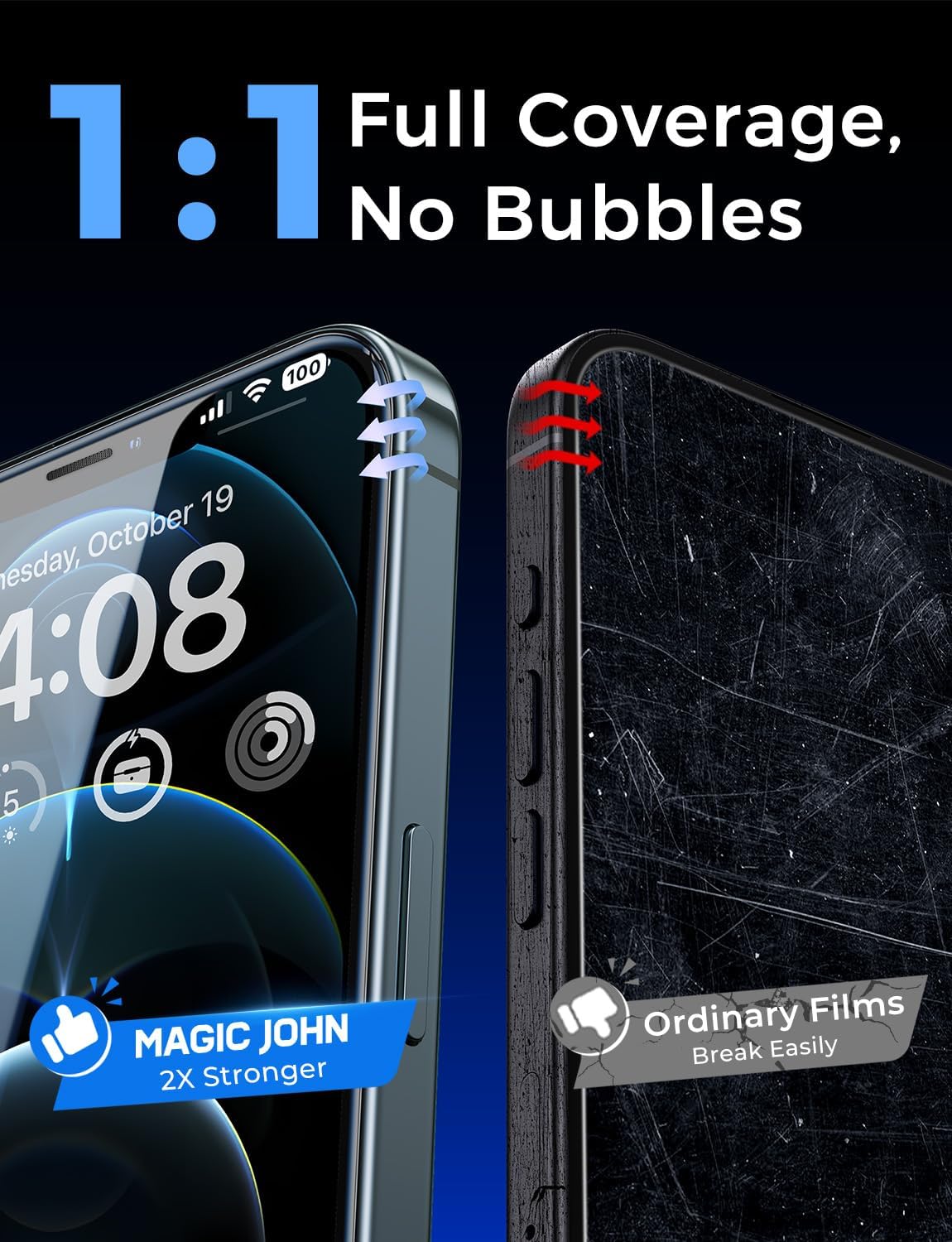 MAGIC JOHN 2 Pack for iPhone 12 Pro Max 6.7 inch Tempered Glass Screen Protector, Auto Dust - Elimination Installation, Bubble Free, HD Clear, Easy Installation - 7DAY'S