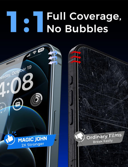 MAGIC JOHN 2 Pack for iPhone 12 Pro Max 6.7 inch Tempered Glass Screen Protector, Auto Dust - Elimination Installation, Bubble Free, HD Clear, Easy Installation - 7DAY'S