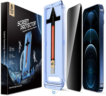 MAGIC JOHN 2 Pack for iPhone 12 Pro Max Privacy Glass Screen Protector, Auto Dust - Elimination Installation, Bubble Free, Anti Spy, Easy Installation - 7DAY'S