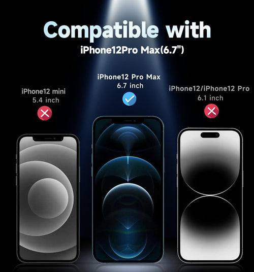 MAGIC JOHN 2 Pack for iPhone 12 Pro Max Privacy Glass Screen Protector, Auto Dust - Elimination Installation, Bubble Free, Anti Spy, Easy Installation - 7DAY'S