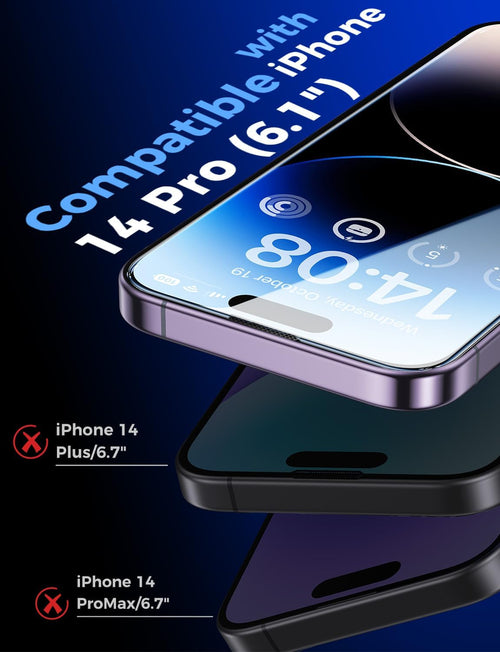 MAGIC JOHN 2 Pack for iPhone 14 Pro 6.1 inch Tempered Glass Screen Protector, Auto Dust - Elimination Installation, Bubble Free, Dynamic Island Compatible, HD Clear, Easy Installation - 7DAY'S