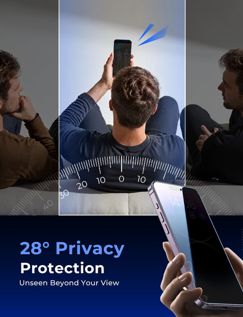 MAGIC JOHN 2 Pack for iPhone 14 Pro Max 6.7 inch Privacy Tempered Glass Screen Protector, Auto Dust - Elimination Installation, Easy Installation, Bubble Free - 7DAY'S