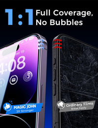 MAGIC JOHN 2 Pack for iPhone 14 Pro Max 6.7 inch Tempered Glass Screen Protector, Auto Dust - Elimination Installation, Bubble Free, Dynamic Island Compatible, HD Clear, Easy Installation - 7DAY'S