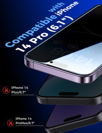 MAGIC JOHN 2 Pack for iPhone 14 Pro Privacy Screen Protector 6.1 inch[Not Max], Tempered Glass, Auto Dust - Elimination Installation, Bubble Free, Anti Scratch, Case Friendly - 7DAY'S